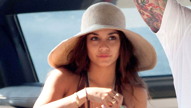 Vanessa Hudgens Rocks Pink Orange Bikini With Matching Head Scarf Hollywood Life