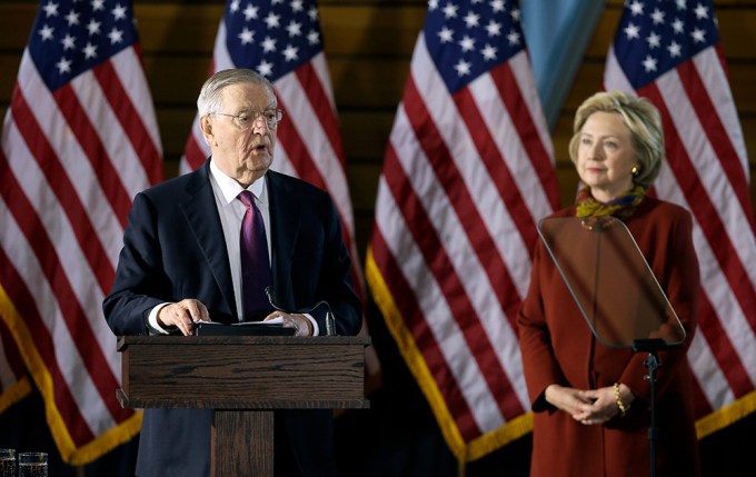 Walter Mondale With Hillary Clinton