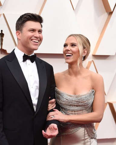 Colin Jost, left, and Scarlett Johansson arrive at the Oscars in Los Angeles. Meals on Wheels America announced Thursday on Instagram that Johansson and Jost married over the weekend in an intimate ceremony
People Scarlett Johansson Colin Jost, Los Angeles, United States - 09 Feb 2020
