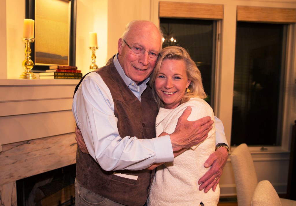  In this handout image provided by David Hume Kennerly, former Vice President Dick Cheney (L) hugs his daughter Liz Cheney after she won the Republican primary for the U.S. Congress August 16, 2016 in Wilson, Wyoming. Vice President Cheney was formerly the U.S. Congressman from Wyoming. (Photo by David Hume Kennerly via GettyImages)