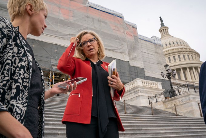 Liz Cheney Speaks with Reporters at the Capitol