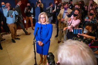 United States Representative Liz Cheney (Republican of Wyoming) offers brief remarks and fields questions from reporters following the House GOP Conference vote to decide her fate with her role in the House GOP leadership, at the US Capitol in Washington, DC,.
United States Representative Liz Cheney (Republican of Wyoming) offers brief remarks following the GOP Conference vote to decide her fate with her role in the House GOP leadership, District of Columbia, USA - 12 May 2021