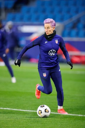 United States' Megan Rapinoe warms up before an international friendly women's soccer match between the United States and France in Le Havre, France
US Soccer, Le Havre, France - 13 Apr 2021