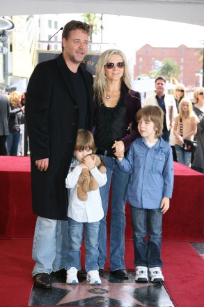 Russell Crowe, Danielle Spencer, Tennyson Crowe and Charlie Crowe
Russell Crowe Walk of Fame Star Ceremony, Hollywood, California, America - 12 Apr 2010