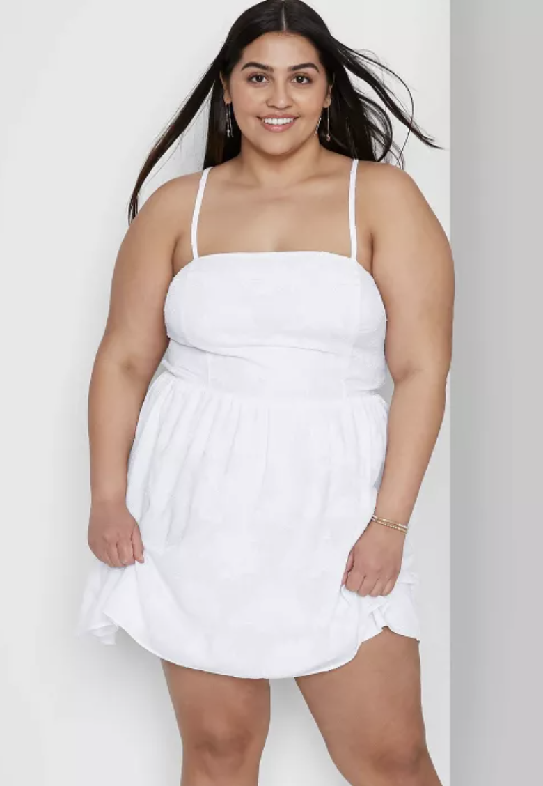 plus size white mini dress