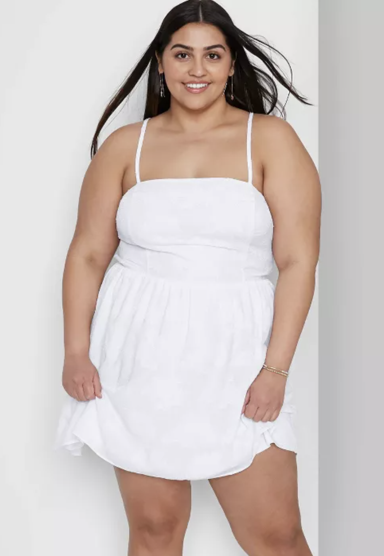 Plus size white mini hot sale dress