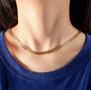Gold leaf choker necklace