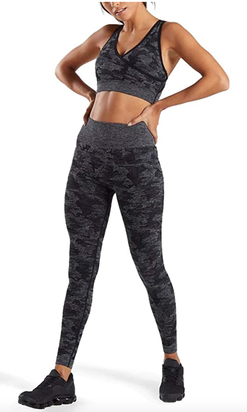  HAODIAN Women's Yoga Outfits 2 Piece High Waisted Leggings with  Sports Bra Gym Clothes Sets (Black,S) : Clothing, Shoes & Jewelry