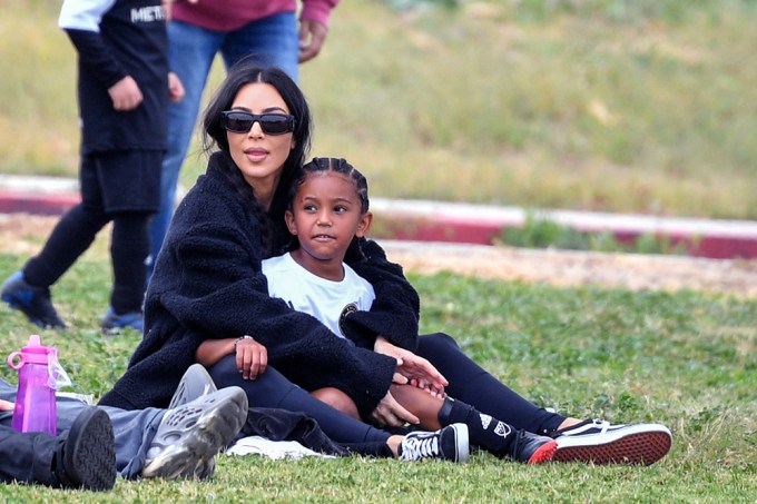 Kim Kardashian & Saint West At A Soccer Game