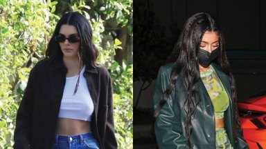 Kylie & Kendall Jenner Wear Crop Tops For Night Out & Dog Walking ...
