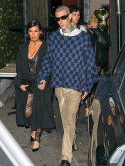 West Hollywood, CA - Kourtney Kardashian and Travis Barker leave after dinner with their kids Mason, Alabama, and Atiana at Craig’s in West Hollywood on Tuesday night.Pictured: Kourtney Kardashian, Travis BarkerBACKGRID USA 9 FEBRUARY 2022 BYLINE MUST READ: The Daily Stardust / BACKGRIDUSA: +1 310 798 9111 / usasales@backgrid.comUK: +44 208 344 2007 / uksales@backgrid.com*UK Clients - Pictures Containing ChildrenPlease Pixelate Face Prior To Publication*