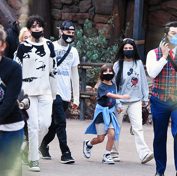 Kourtney Kardashian & Travis Barker Go To Disneyland With Kids — Pics ...