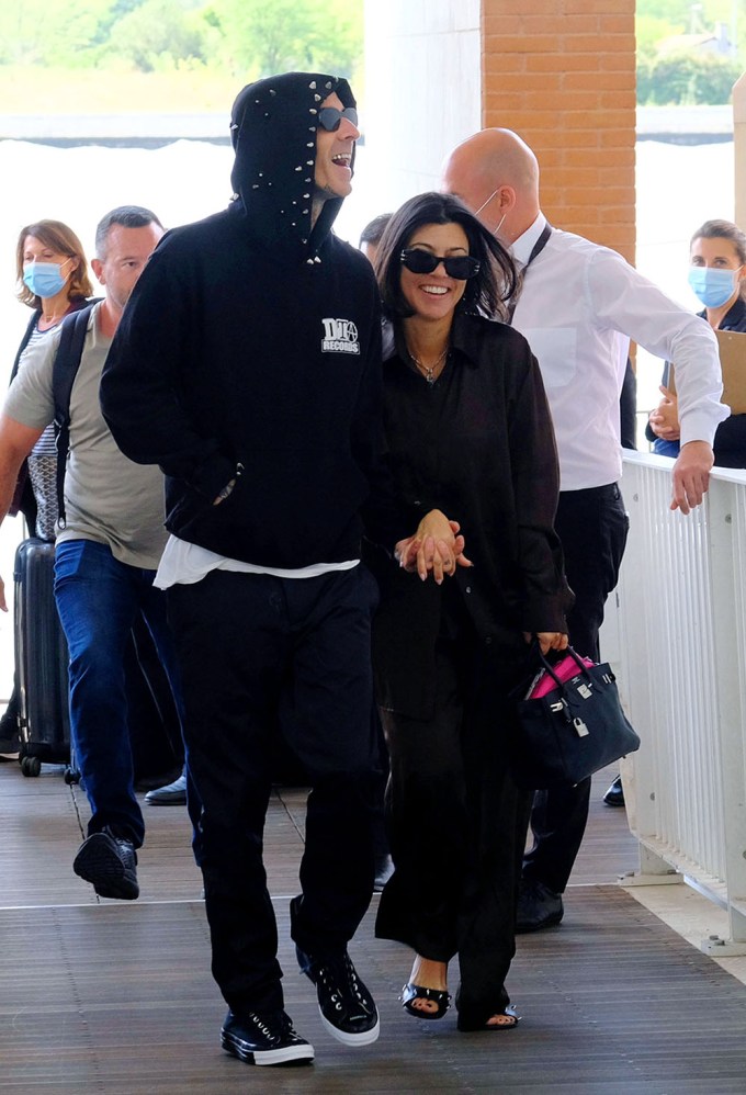 Kourtney Kardashian & Travis Barker Leave Venice