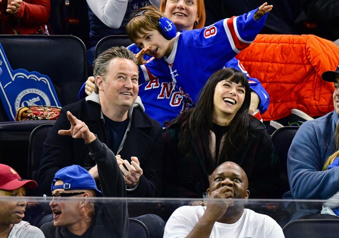 Matthew Perry & A Friend at a NY Rangers Game