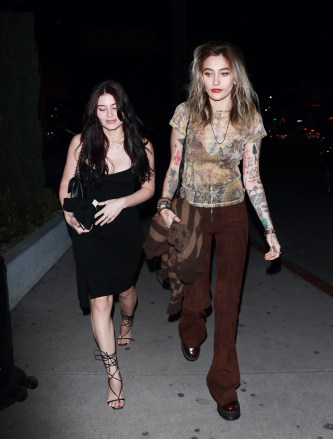West Hollywood, CA  - Paris Jackson is seen arriving at Catch Steak with a female companion while donning in a retro styled corduroy outfit in West Hollywood.Pictured: Paris JacksonBACKGRID USA 27 JANUARY 2023 BYLINE MUST READ: TWIST / BACKGRIDUSA: +1 310 798 9111 / usasales@backgrid.comUK: +44 208 344 2007 / uksales@backgrid.com*UK Clients - Pictures Containing ChildrenPlease Pixelate Face Prior To Publication*