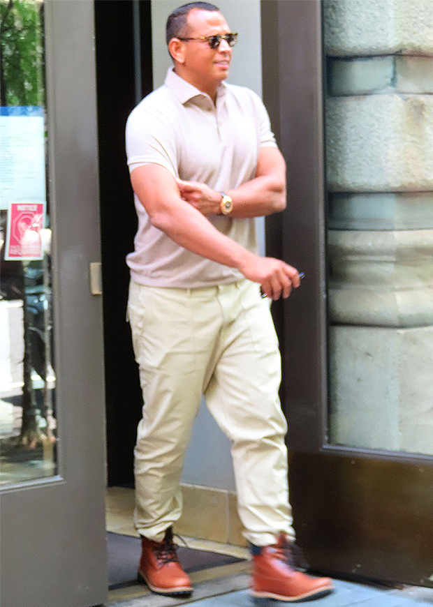 Alex Rodriguez keeps it casual in a white T-shirt as he leaves Katie  Holmes' apartment building