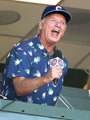 Bill Murray celebrates Cubs' first full-capacity game, leads