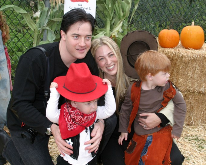 Brendan Fraser With His Ex-Wife & Kids