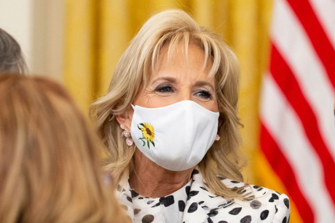 Jill Biden Rocks A Sunflower Mask For Ukraine