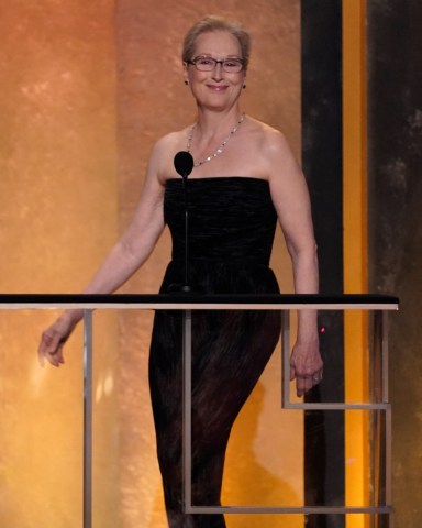 Meryl Streep appears on stage at the 28th annual Screen Actors Guild Awards at the Barker Hangar, in Santa Monica, Calif
28th Annual SAG Awards - Show, Santa Monica, United States - 27 Feb 2022