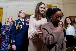 Actress and activist Angelina Jolie and her daughter Zahara Jolie-Pitt depart after attending an event to celebrate the reauthorization of the Violence Against Women Act in the East Room of the White House, in Washington
Biden, Washington, United States - 16 Mar 2022