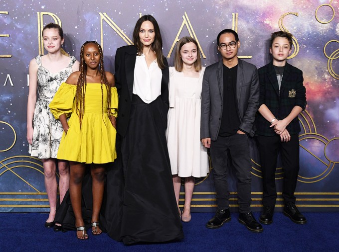 Angelina Jolie With Her Kids At The ‘Eternals’ Premiere