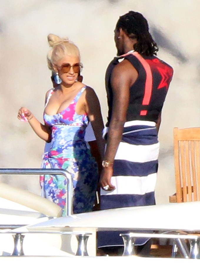 Cardi B and her husband the rapper Offset having fun aboard a yacht