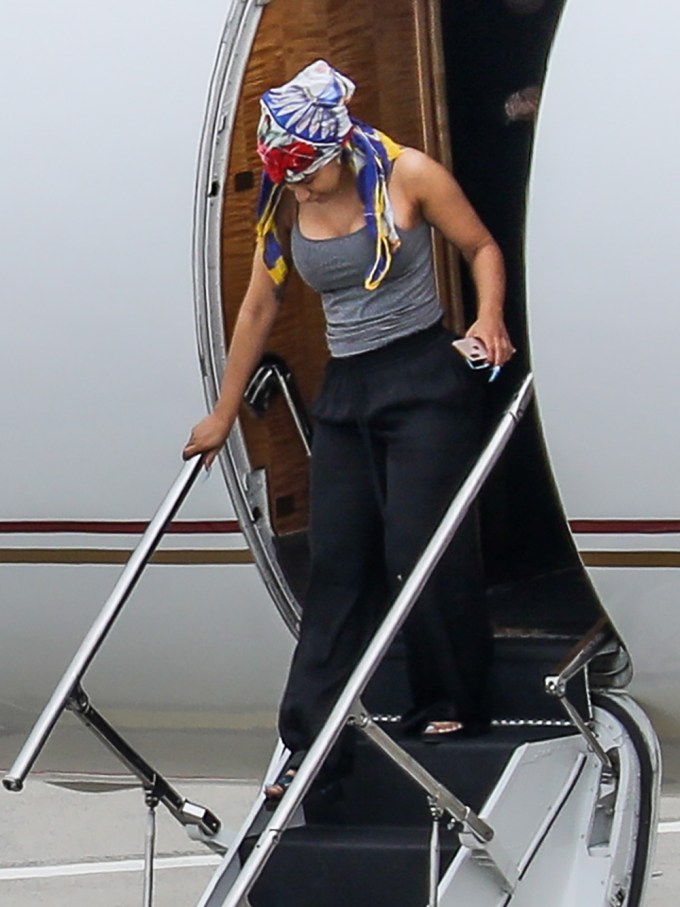 Cardi B seen arriving into Zurich on a private jet