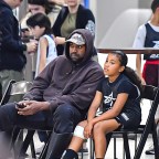 Kanye West & Daughter North West Sit Court side At Her Basketball Game In Thousand Oaks, CA.