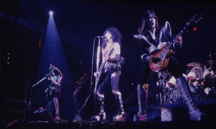 Members of the rock group KISS perform during a concert at the Civic Center in Hartford, Conn., . The band members are Paul Stanley, Peter Criss, Ace Frehley and Gene Simmons
KISS 1977, HARTFORD, USA