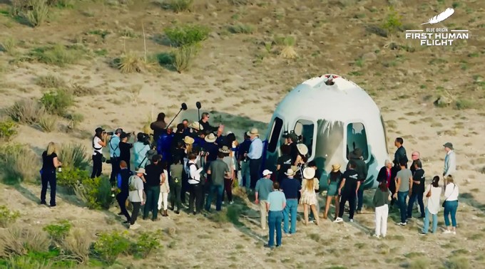 Friends And Family Gather Outside The New Shepard Capsule (2021)