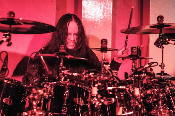 Joey Jordison behind a drum set