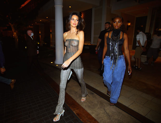 Kendall Jenner Wears Mesh Tube Top Dress & Matching Pants In Las Vegas –  Hollywood Life