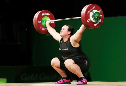 New Zealand's Laurel Hubbard lifts in the snatch of the women's +90kg weightlifting final the 2018 Commonwealth Games on the Gold Coast, Australia
Commonwealth Games Weightlifting, Gold Coast, Australia - 09 Apr 2018