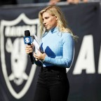 CBS Sports reporter Melanie Collins reports prior to an NFL football game  between the Miami Dolphins and the Baltimore Ravens, Sunday, Sept. 18,  2022, in Baltimore. (AP Photo/Nick Wass Stock Photo - Alamy