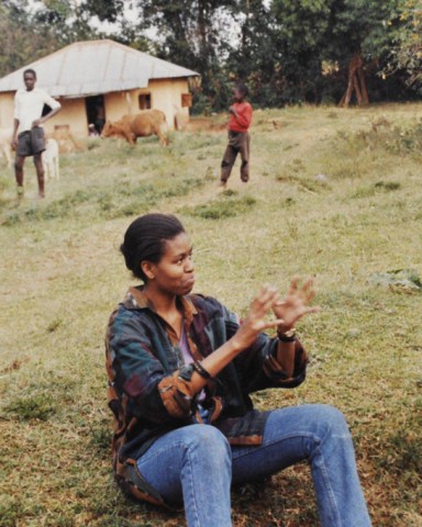 Michelle Obama, wife of presidential hopeful Barack Obama, on her first visit to Alego, Kenya before her marriage to Barack. Various Barack Obama family images In the background is the humble stone built house belonging to Barack's step mother Kezia, where she will watch the American election results on an old television set