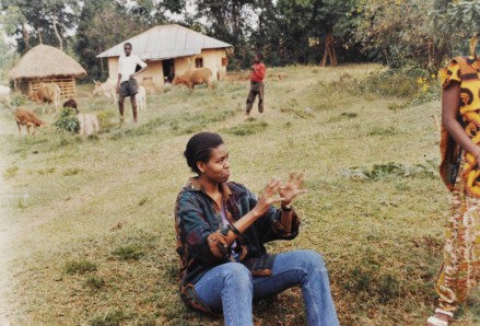 Michelle Obama, wife of presidential hopeful Barack Obama, on her first visit to Alego, Kenya before her marriage to Barack.
Various Barack Obama family images
In the background is the humble stone built house belonging to Barack's step mother Kezia, where she will watch the American election results on an old television set