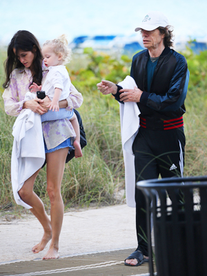 mick jagger and girlfriend melanie with their son