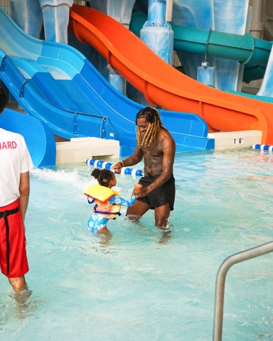 Cardi B and Offset enjoy a fun family day at Dreamworks Water Park at American Dream. Official photos from the New Jersey entertainment complex show the hip hop couple had a splashing time at the world’s largest indoor wave pool with daughter Kulture. Smiling Cardi looked on proudly as hands-on dad Offset played in the water with their little girl. Son Wave was also with the group but was not pictured. The “Bodak Yellow” star also ventured into the water as she paddled while laughing and playing with Kulture, keeping her famous curves covered in a bright sarong wrap she bought at the Dreamworks Water Park Gift Shop. Offset seemed to be having a great time with his friends on Shrek’s Sinkhole Slammer. *BYLINE: Courtesy of American Dream/Mega. 20 Jun 2022 Pictured: Cardi B and Offset enjoy a fun family day with daughter Kulture at Dreamworks Water Park at American Dream in New Jersey. *BYLINE: Courtesy of American Dream/Mega. Photo credit: Courtesy of American Dream/Mega TheMegaAgency.com +1 888 505 6342 (Mega Agency TagID: MEGA870635_003.jpg) [Photo via Mega Agency]