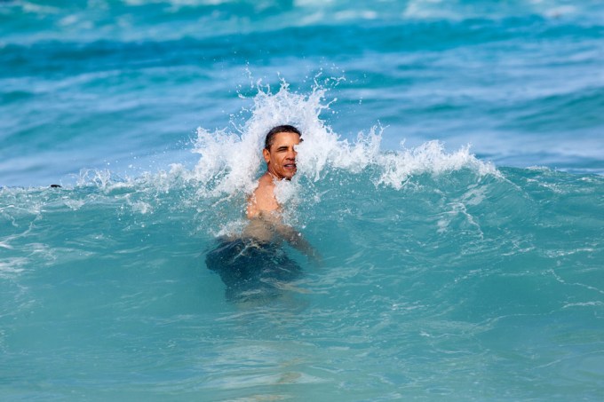 Barack Obama enjoys the water