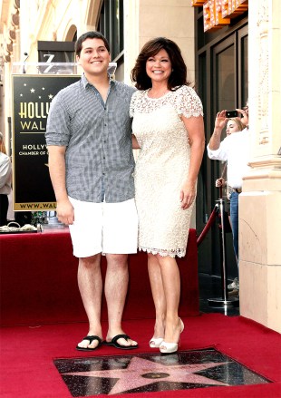 This photo shows Wolfgang Van Halen and his mother, actress Valerie Bertinelli at Bertinelli's star ceremony on the Hollywood Walk of Fame in Hollywood section of Los Angeles People Valerie Bertinelli, Los Angeles, USA.