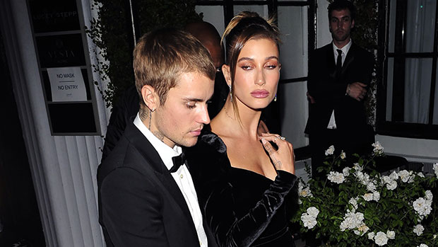 Hailey Baldwin Stuns In Velvet Dress With Double Leg Slit For Fancy Night Out With Justin Bieber – Photo