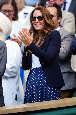 Catherine Duchess of Cambridge watching the action from the Royal Box on Centre Court
Wimbledon Tennis Championships, Day 5, The All England Lawn Tennis and Croquet Club, London, UK - 02 Jul 2021