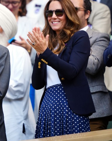 Catherine Duchess of Cambridge watching the action from the Royal Box on Centre Court Wimbledon Tennis Championships, Day 5, The All England Lawn Tennis and Croquet Club, London, UK - 02 Jul 2021