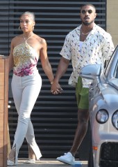 Malibu, CA  - *EXCLUSIVE*  - Stunning couple Michael B. Jordan and Lori Harvey leave after a Malibu lunch date at Nobu Restaurant.Pictured: Michael B. Jordan, Lori HarveyBACKGRID USA 22 AUGUST 2021 USA: +1 310 798 9111 / usasales@backgrid.comUK: +44 208 344 2007 / uksales@backgrid.com*UK Clients - Pictures Containing ChildrenPlease Pixelate Face Prior To Publication*