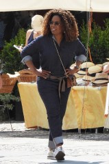 Portofino, ITALY  - *EXCLUSIVE*  - Girls Trip!  The TV Talk Show Queen Oprah Winfrey sports a denim jumpsuit with Louis Vuitton bag out in the Italian sunshine as she's pictured with BFF Gayle King during her European break in Portofino. The former talk show host seems to be enjoying the trip and was recently spotted enjoying an afternoon with Jeff Bezos aboard his luxxury super yacht!

Oprah was seen with friends Including bestie Gayle King as she stepped off her boat onto shore for a visit to the old fishing town famed for its high-end boutiques and seafood restaurants. 

Oprah visited a few shops and stopped to enjoy a little fine Italian dining, al fresco style with her pals, and even took a few selfie snaps at the dining table.

Pictured: Oprah Winfrey

BACKGRID USA 29 JULY 2023 

BYLINE MUST READ: Cobra Team / BACKGRID

USA: +1 310 798 9111 / usasales@backgrid.com

UK: +44 208 344 2007 / uksales@backgrid.com

*UK Clients - Pictures Containing Children
Please Pixelate Face Prior To Publication*