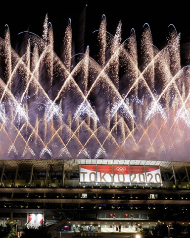 Fireworks illuminate over the National Stadium during the opening ceremony of the 2020 Summer Olympics, in Tokyo Olympics Opening Ceremony, Tokyo, Japan - 23 Jul 2021