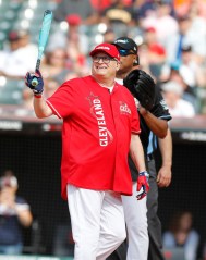 Actor Drew Carey at the plate to bat during All-Star Celebrity Softball  Game at Progressive Field in Cleveland, Ohio, USA, 07 July 2019.
MLB All-Star Celebrity Softball Game, Cleveland, USA - 07 Jul 2019