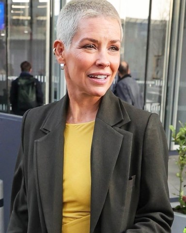 London, UNITED KINGDOM  - Actress Evangeline Lilly, who added extra height in platform shoes and was sporting striking cropped hair, was seen stepping out from Virgin Radio in London.Pictured: Evangeline LillyBACKGRID USA 15 FEBRUARY 2023 BYLINE MUST READ: Mattpapz / BACKGRIDUSA: +1 310 798 9111 / usasales@backgrid.comUK: +44 208 344 2007 / uksales@backgrid.com*UK Clients - Pictures Containing ChildrenPlease Pixelate Face Prior To Publication*