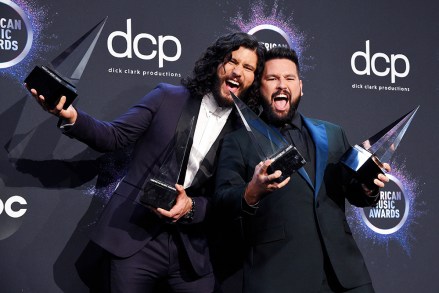 Dan + Shay - Favorite Duo or Group - Country and Favorite Song - Country - 'Speechless'
47th Annual American Music Awards, Press Room, Microsoft Theater, Los Angeles, USA - 24 Nov 2019